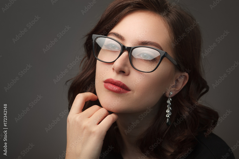 Gorgeous brunette woman wearing glasses Gorgeous brunette woman wearing glasses