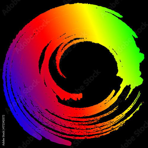 Vector illustration. Abstraction. A circle drawn with a brush.Bright colors