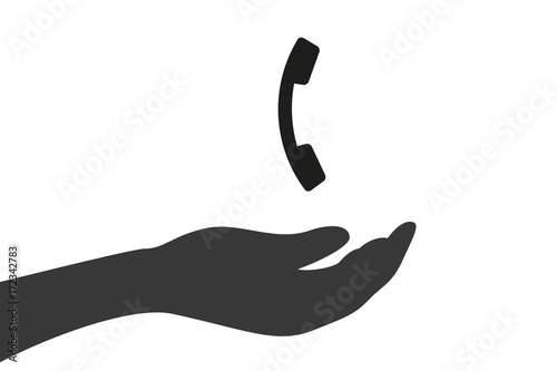 Hand hält Telefon