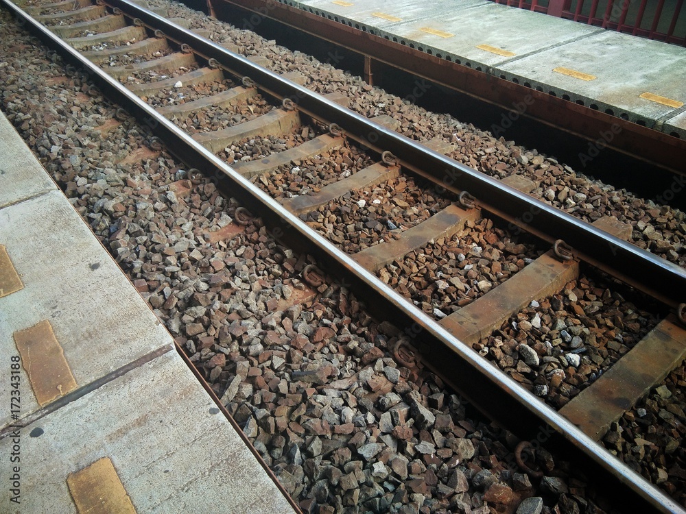 railway track at train station railway track at train station