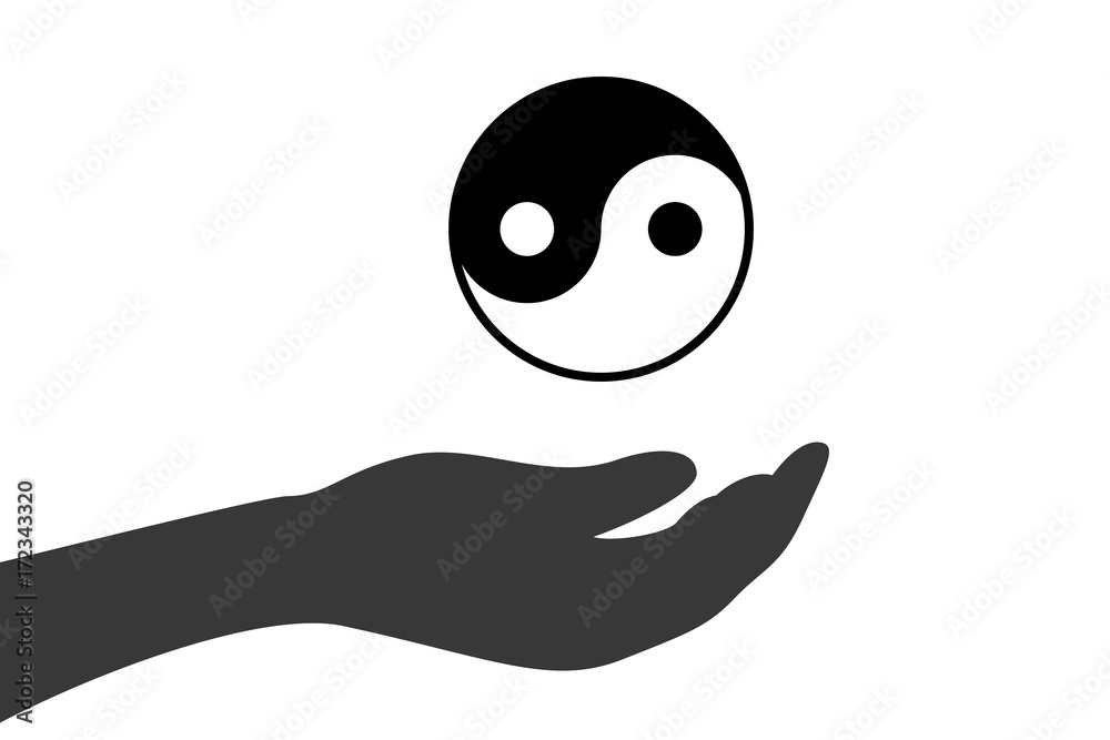 Hand hält Yin-yang Hand hält Yin-yang