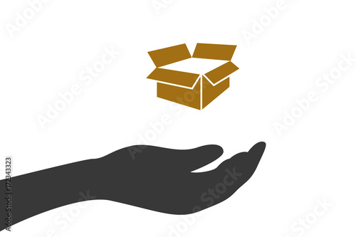 Hand hält Box