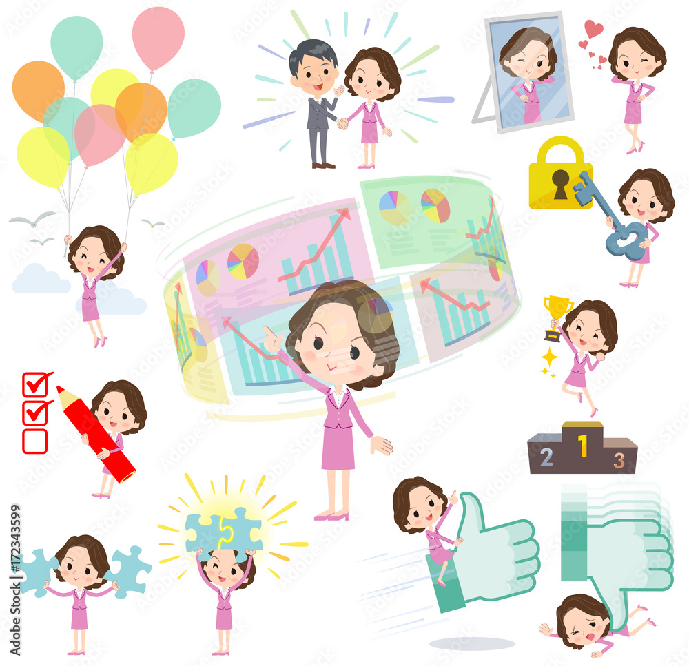 Pink suit business middle aged women_success & positive Pink suit business middle aged women_success & positive