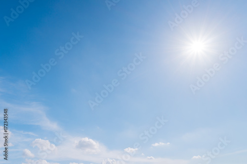 Blue sky with sun and cloud, Nature background.