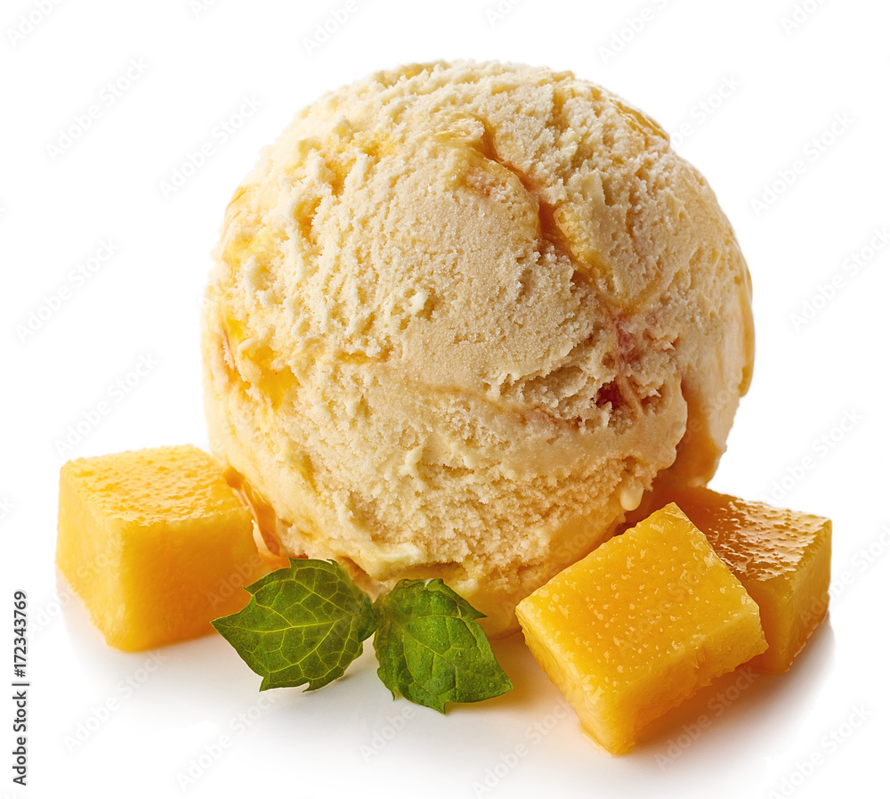 Mango ice cream ball, Stock image