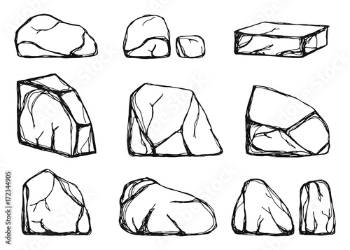 stones set vector. hand drawings isolated