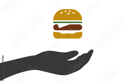Hand hält Cheeseburger