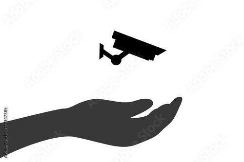 Hand hält Videoüberwachung