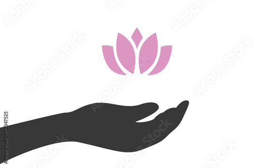 Hand hält Seerose