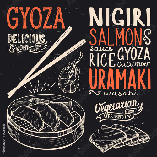 Gyoza poster for restaurant.