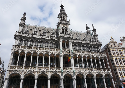 Town Hall (Hotel de Ville) on Grand Place (Grote Markt) - central square of Brussels - most important tourist destination and most memorable landmark in Brussels, Belgium.