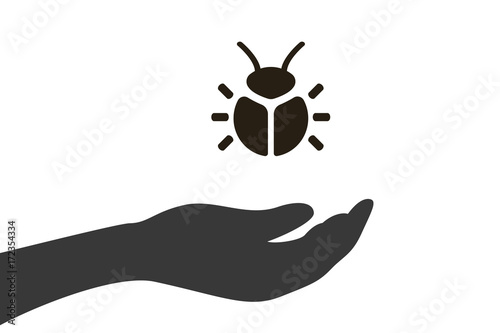 Hand hält Marienkäfer