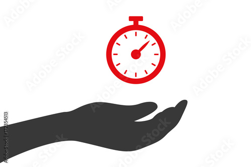 Hand hält Stoppuhr