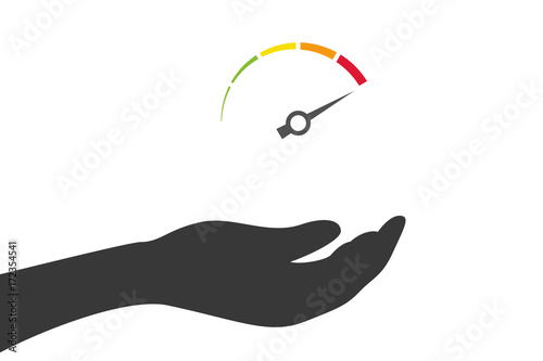 Hand hält Tachometer