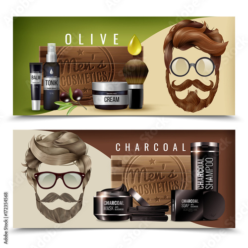 Realistic Male Cosmetics Banners