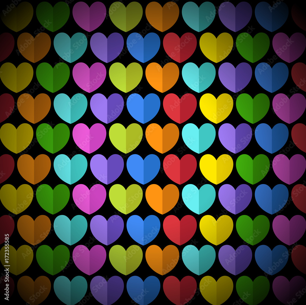 Colorful Hearts Vector Pattern background