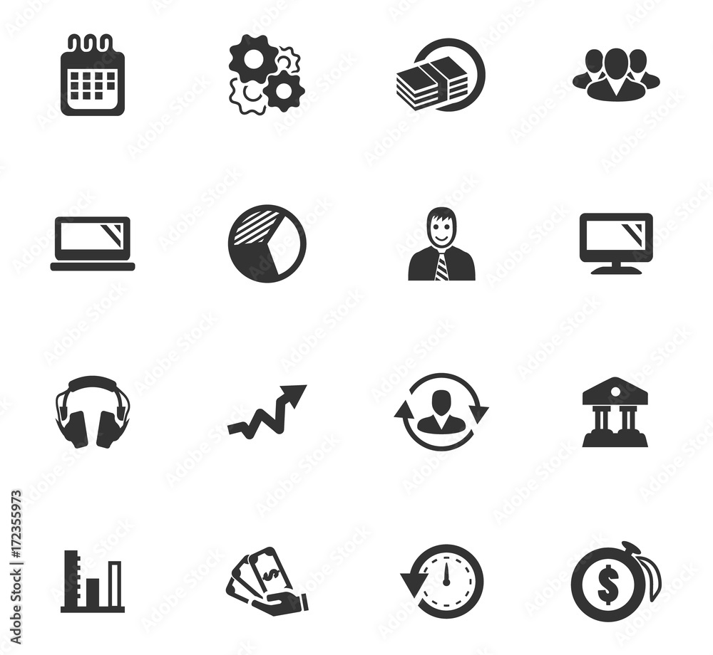 Business management and human resources icons set Business management and human resources icons set