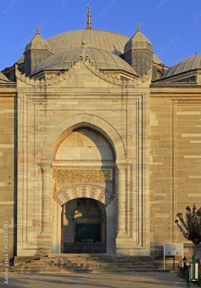 the entrance to Selimiye Mosque in Edirne