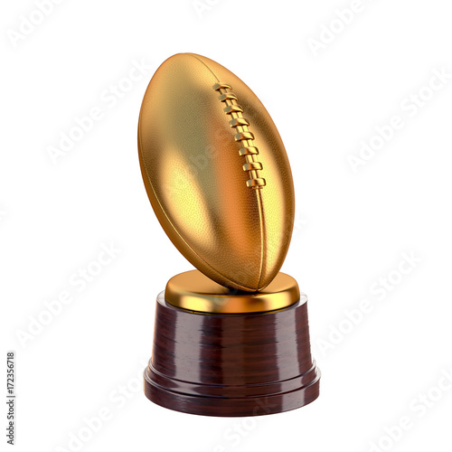 3d rendering of an american football trophy in gold