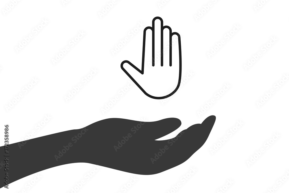 Hand hält Handfläche