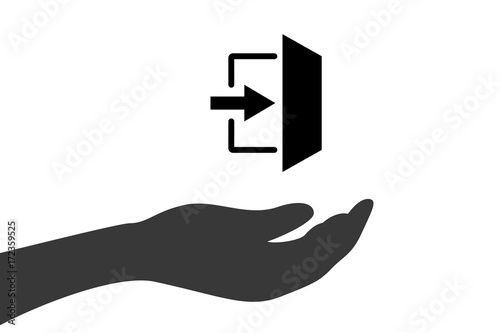 Hand hält Fluchtweg