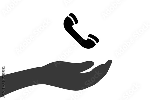 Hand hält Telefon