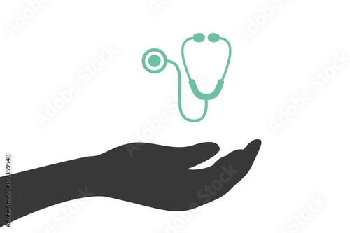 Hand hält Stetoskop