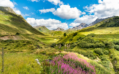 The Alpine Landscape of the Piora Valley, Canton Ticino of Switzerland.  photo