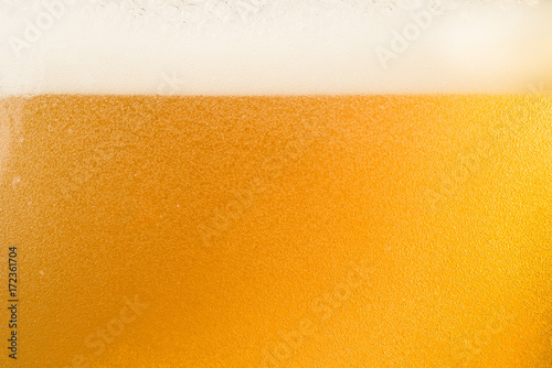 Close up bubble of beer in glass for background