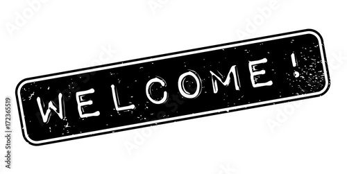 Welcome rubber stamp. Grunge design with dust scratches. Effects can be easily removed for a clean, crisp look. Color is easily changed.