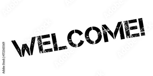 Welcome rubber stamp. Grunge design with dust scratches. Effects can be easily removed for a clean, crisp look. Color is easily changed.