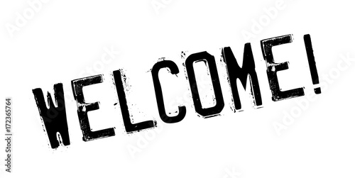 Welcome rubber stamp. Grunge design with dust scratches. Effects can be easily removed for a clean, crisp look. Color is easily changed.