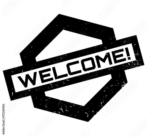 Welcome rubber stamp. Grunge design with dust scratches. Effects can be easily removed for a clean, crisp look. Color is easily changed.