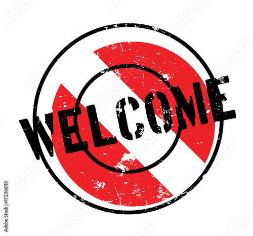 Welcome rubber stamp. Grunge design with dust scratches. Effects can be easily removed for a clean, crisp look. Color is easily changed.