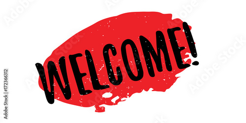 Welcome rubber stamp. Grunge design with dust scratches. Effects can be easily removed for a clean, crisp look. Color is easily changed.