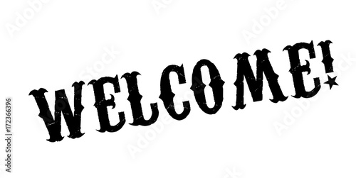 Welcome rubber stamp. Grunge design with dust scratches. Effects can be easily removed for a clean, crisp look. Color is easily changed.