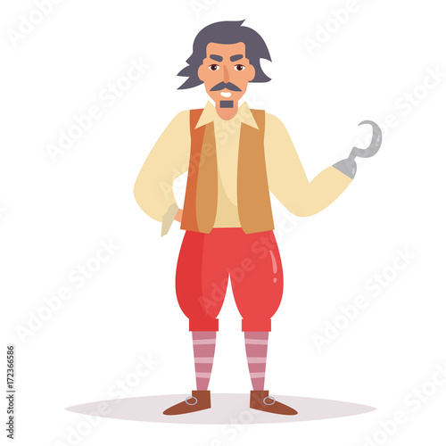 Pirate with hook. Vector.