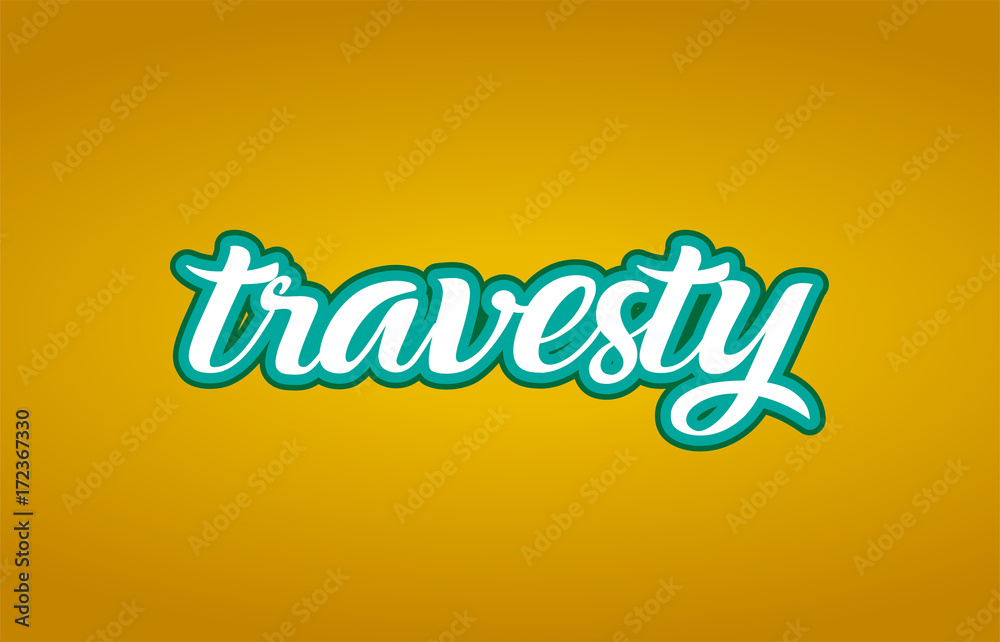 travesty word text logo icon typography design green yellow