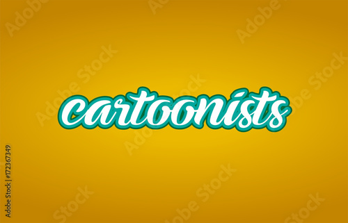 cartoonists word text logo icon typography design green yellow