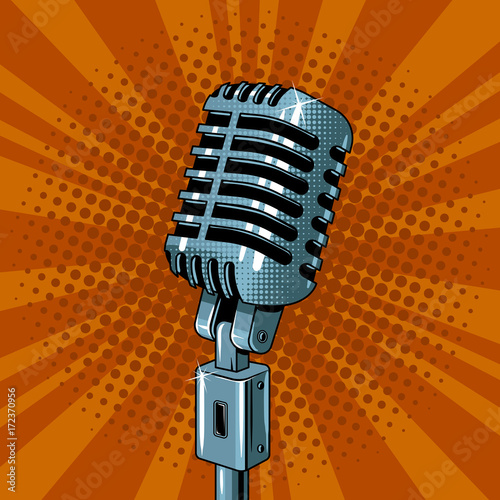 Microphone pop art style vector illustration
