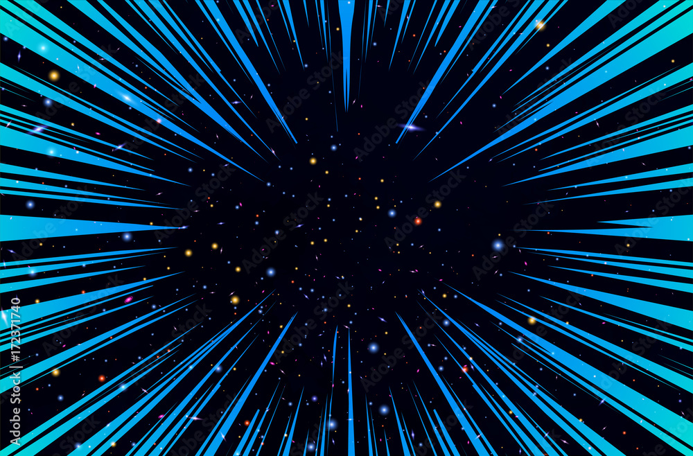 Hyper Speed Warp Sun Rays or Explosion Boom for Comic Books Radial Background Vector