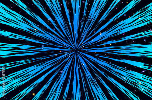 Hyper Speed Warp Sun Rays or Explosion Boom for Comic Books Radial Background Vector