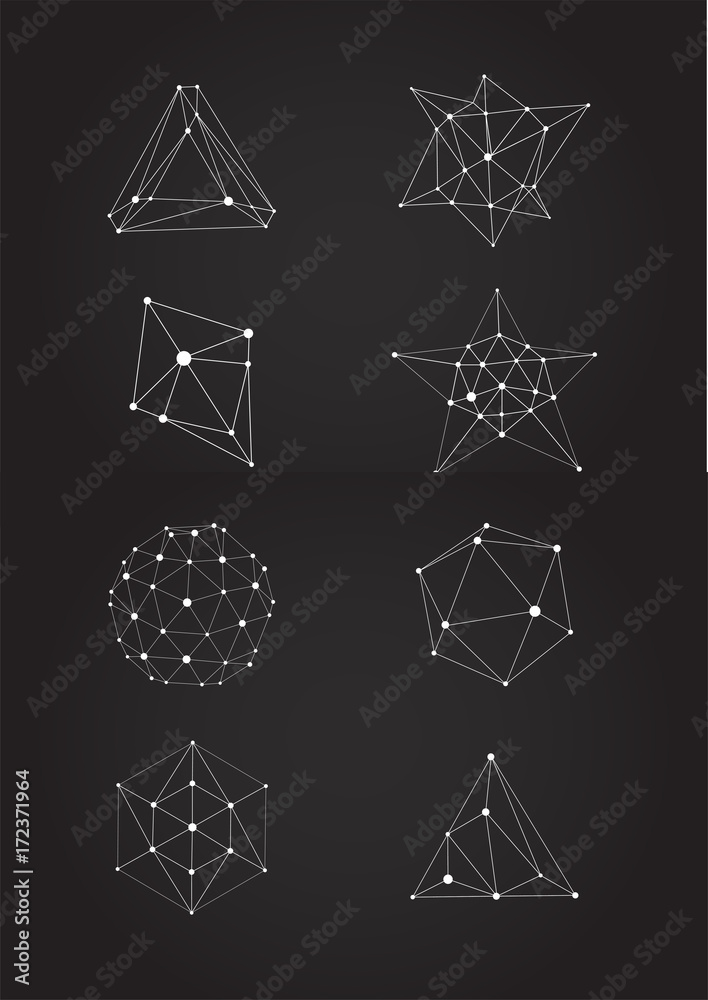Big Set of Vector Black and White Lattice Shape Symmetric Lined Object with Dots. Big Set of Vector Black and White Lattice Shape Symmetric Lined Object with Dots.