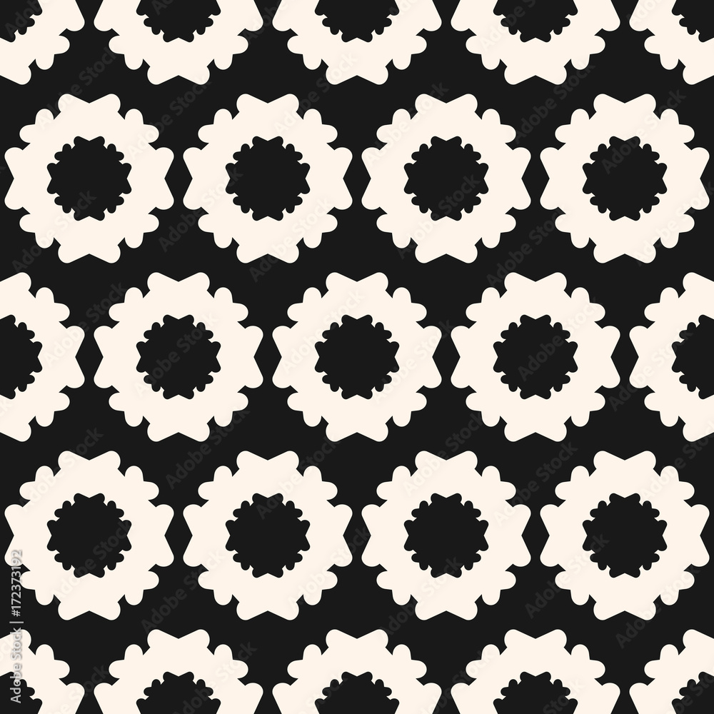 Floral geometric seamless pattern. Simple monochrome texture with flowers