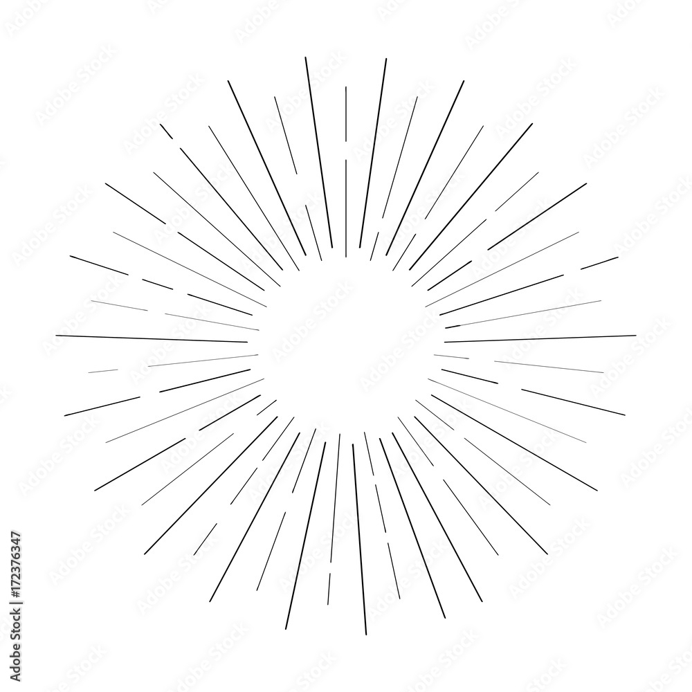 Obraz premium Sun rays hand drawn, linear drawing