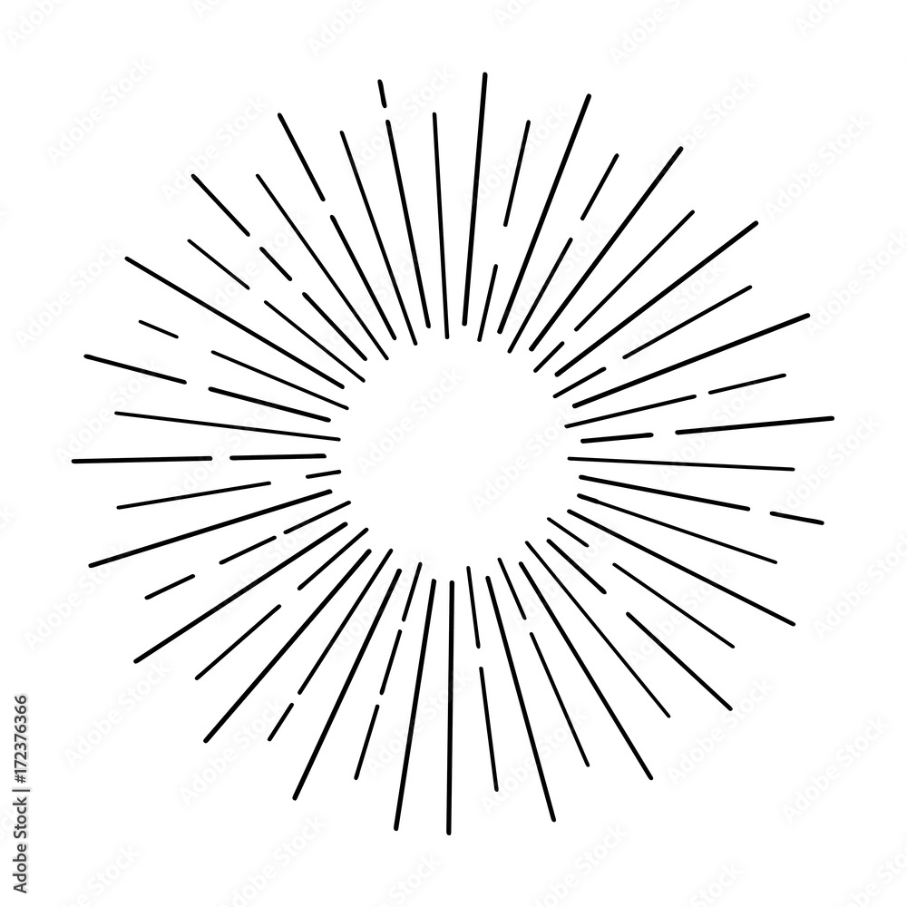 Obraz premium Sun rays hand drawn, linear drawing