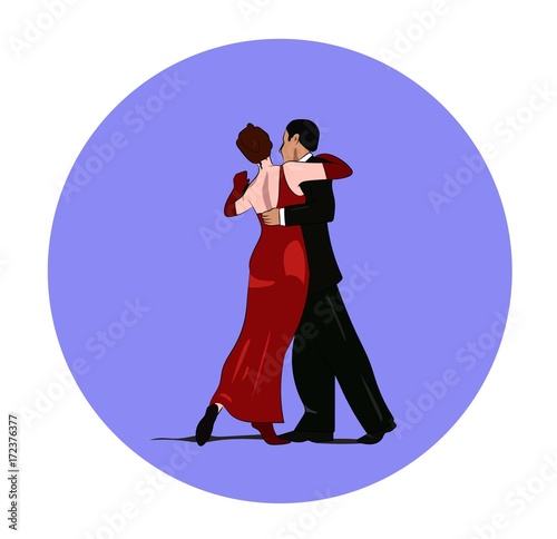 Dance pair in tango passion isolated vector sign