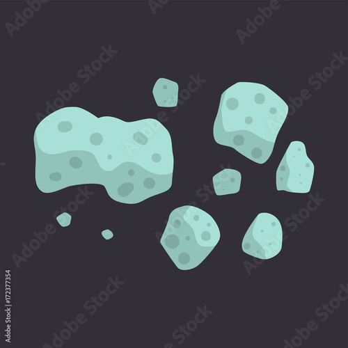 Meteor lumps in space cartoon vector Illustration