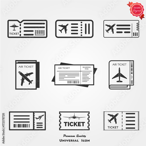 Plane ticket icons