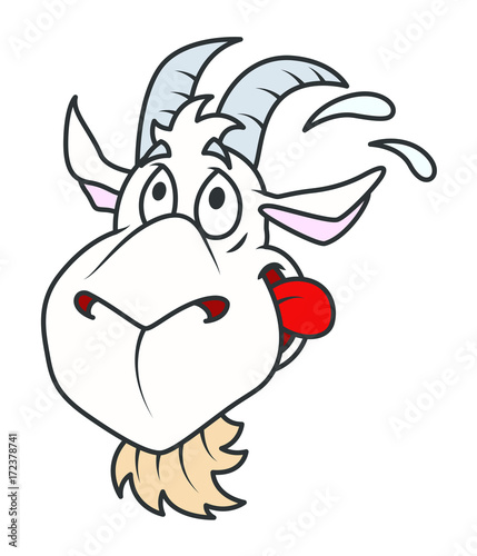 Greedy Cartoon Sheep Face Expression - vector illustration